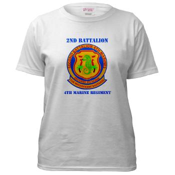 2B4M - A01 - 04 - 2nd Battalion 4th Marines with Text - Women's T-Shirt